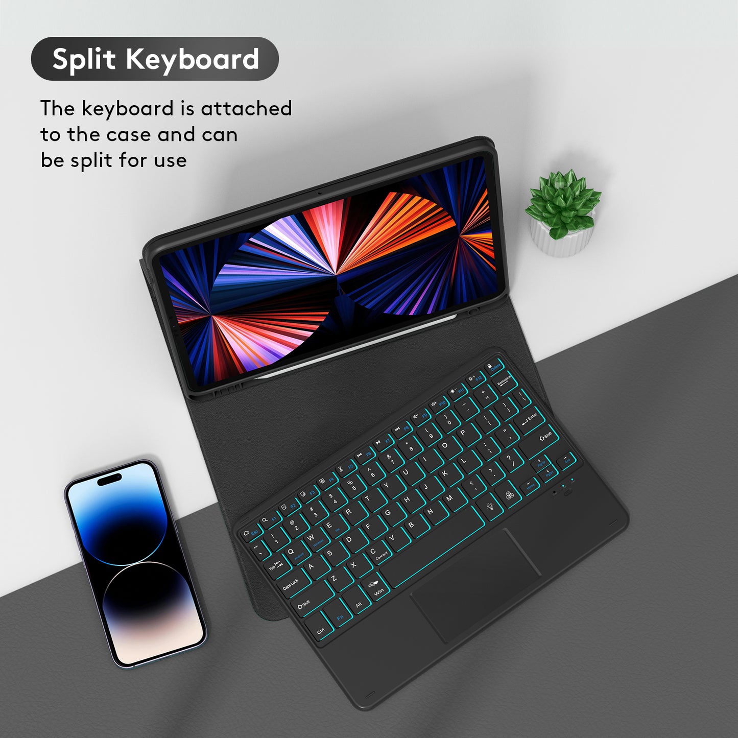 TP-1109 For iPad Air (2020) / (2022) / iPad Pro 11 (2018) / (2020) / (2021) / (2022) Backlit Touchpad Bluetooth Keyboard with Pen Slot PU+PC Tablet Case