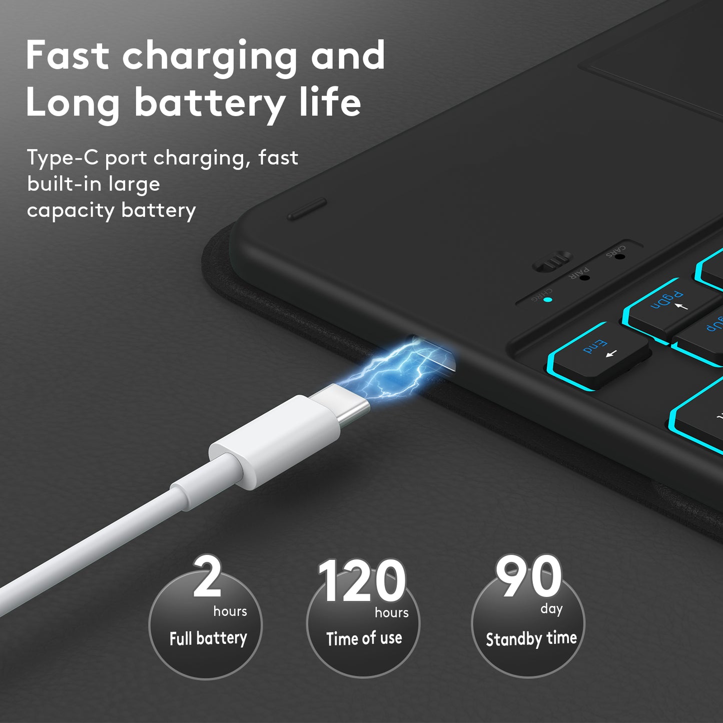 TP-1109 For iPad Air (2020) / (2022) / iPad Pro 11 (2018) / (2020) / (2021) / (2022) Backlit Touchpad Bluetooth Keyboard with Pen Slot PU+PC Tablet Case