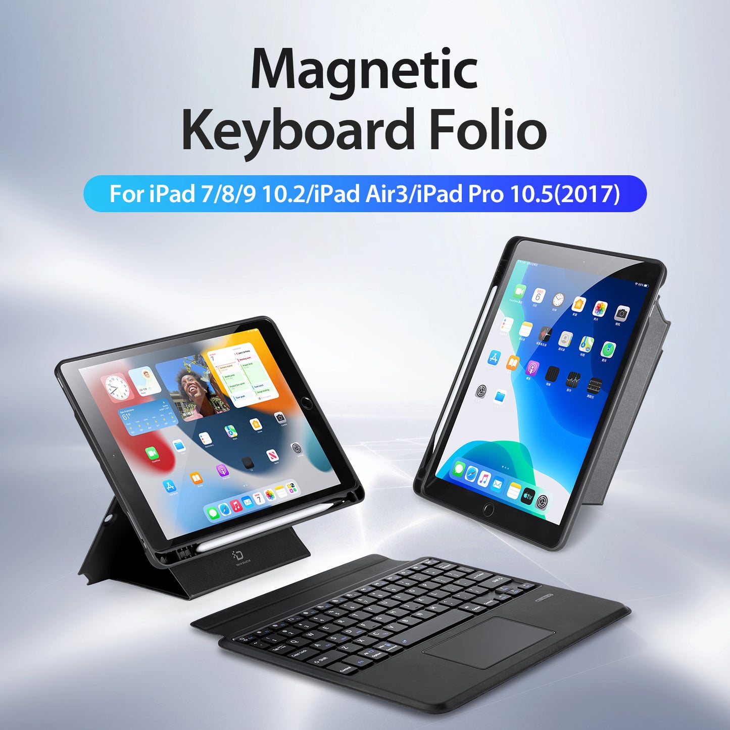DUX DUCIS for iPad Air 10.5 inch (2019)  /  Pro 10.5-inch (2017)  /  10.2 (2021)  /  (2020)  /  (2019) Bluetooth Keyboards Magnetic Detachable Tablet Stand Case