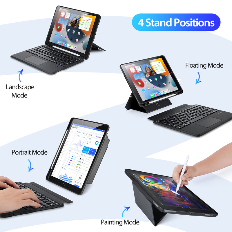 DUX DUCIS for iPad Air 10.5 inch (2019)  /  Pro 10.5-inch (2017)  /  10.2 (2021)  /  (2020)  /  (2019) Bluetooth Keyboards Magnetic Detachable Tablet Stand Case