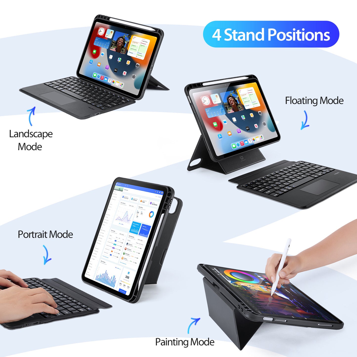 DUX DUCIS Magnetic Detachable Bluetooth Keyboards for iPad 10.9 (2022) Folio Flip Tablet Stand Leather Case