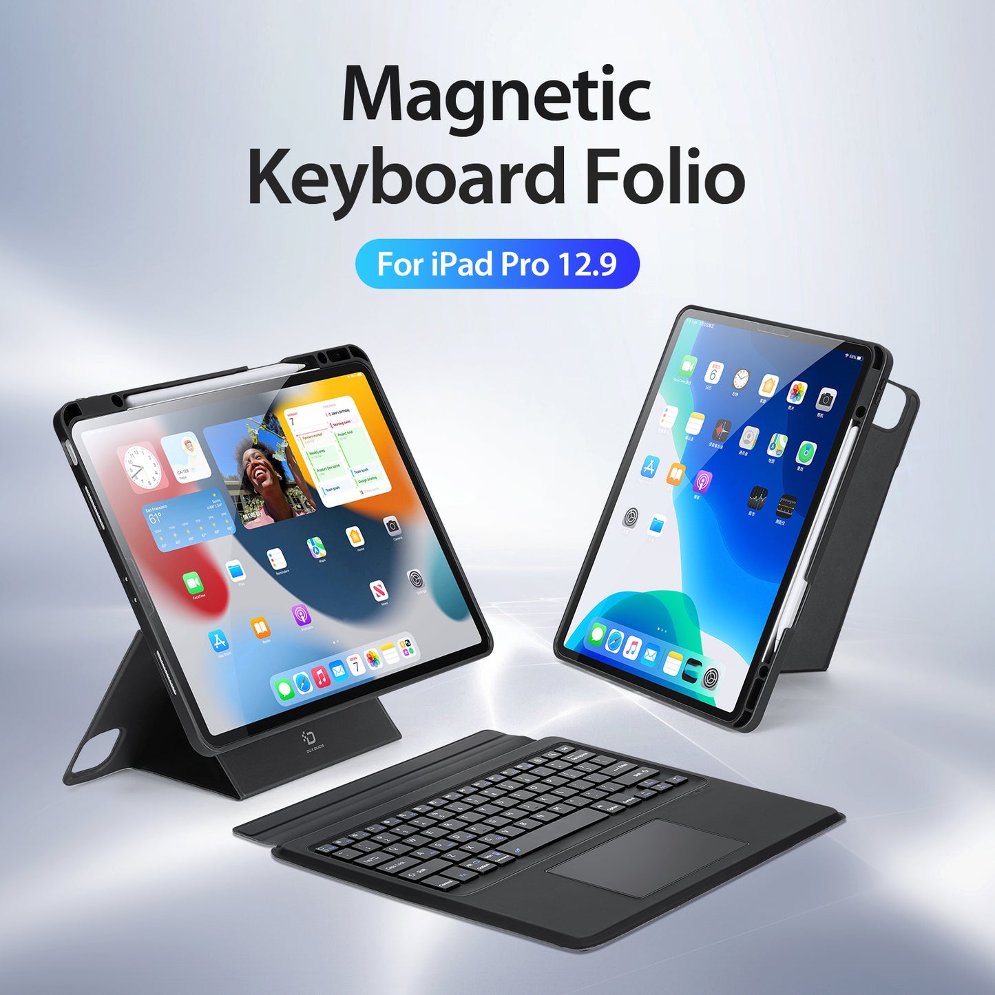 DUX DUCIS for iPad Pro 12.9 (2022)  /  (2021)  /  (2020) Detachable Bluetooth Keyboards Tablet Stand Leather Case with Touchpad