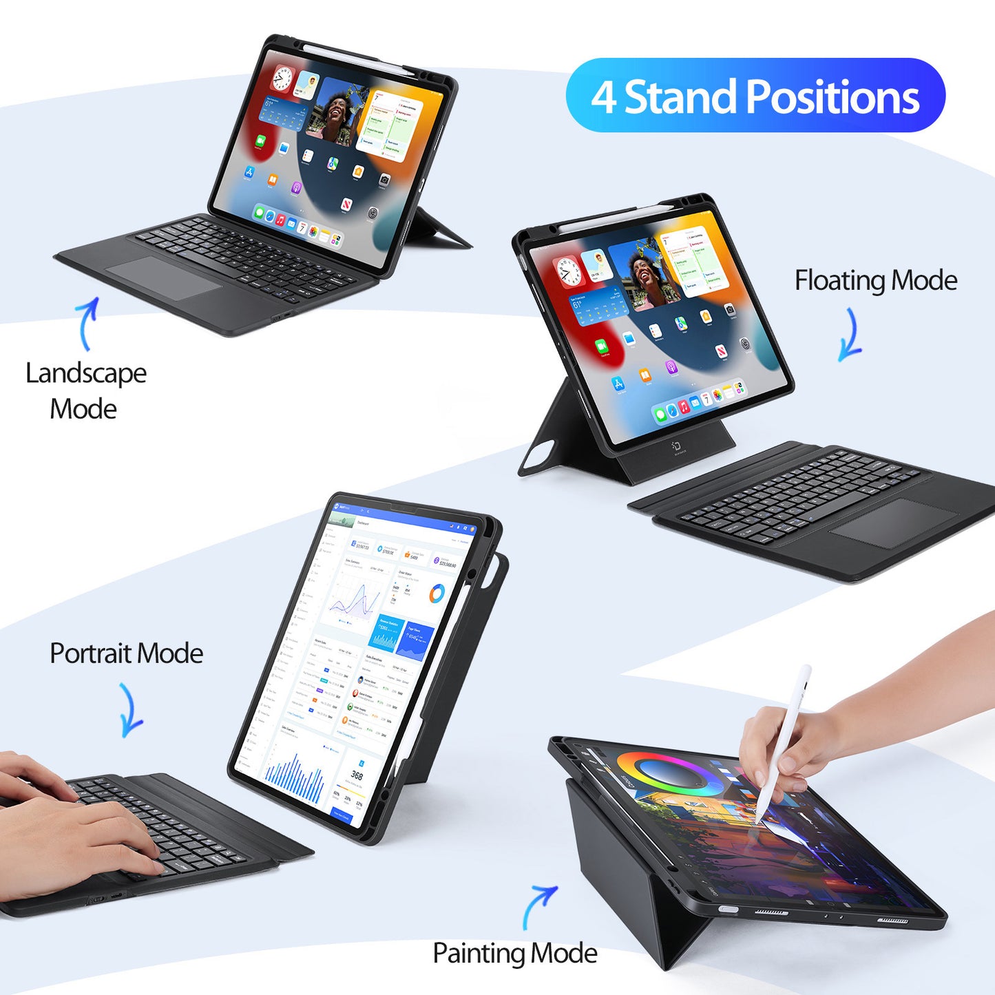 DUX DUCIS for iPad Pro 12.9 (2022)  /  (2021)  /  (2020) Detachable Bluetooth Keyboards Tablet Stand Leather Case with Touchpad