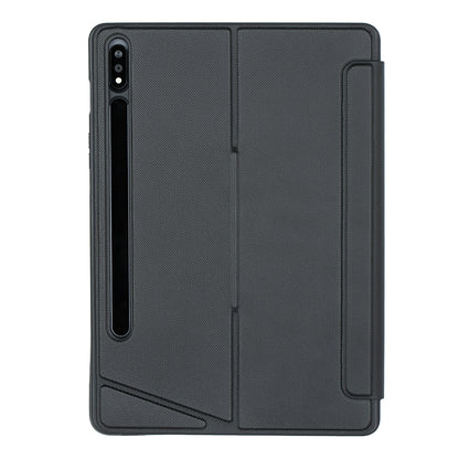 T870B-AS for Samsung Galaxy Tab S7 T870 T875  /  S8 X700 X706 2 in 1 Bluetooth Keyboard Tablet Stand Case with Pen Slot  /  Touchpad  /  Backlight