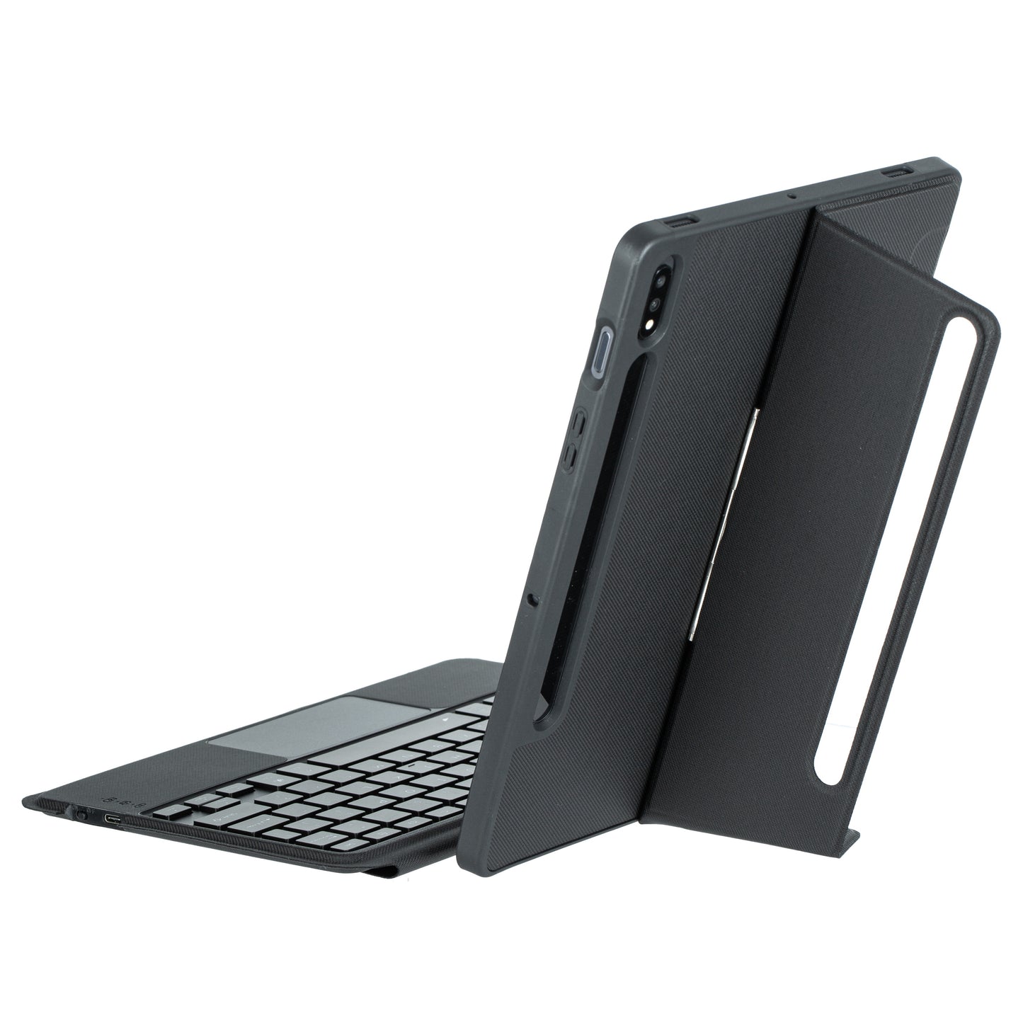T870B-AS for Samsung Galaxy Tab S7 T870 T875  /  S8 X700 X706 2 in 1 Bluetooth Keyboard Tablet Stand Case with Pen Slot  /  Touchpad  /  Backlight