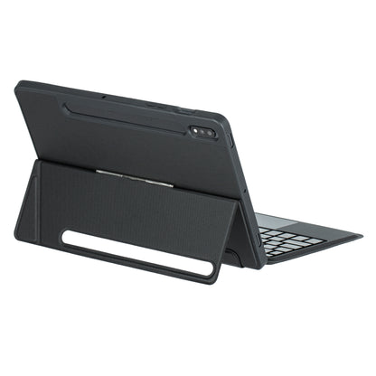 T870B-AS for Samsung Galaxy Tab S7 T870 T875  /  S8 X700 X706 2 in 1 Bluetooth Keyboard Tablet Stand Case with Pen Slot  /  Touchpad  /  Backlight