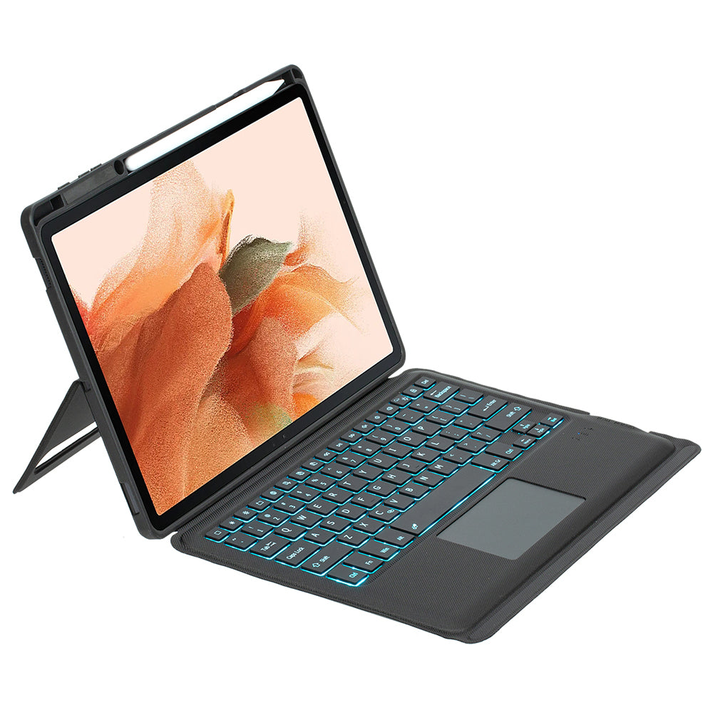 T970B-AS for Samsung Galaxy Tab S7+ T970  /  S7 FE T730  /  S8+ X800 Detachable Bluetooth Keyboard Smart Tablet Case with Touchpad  /  Backlight