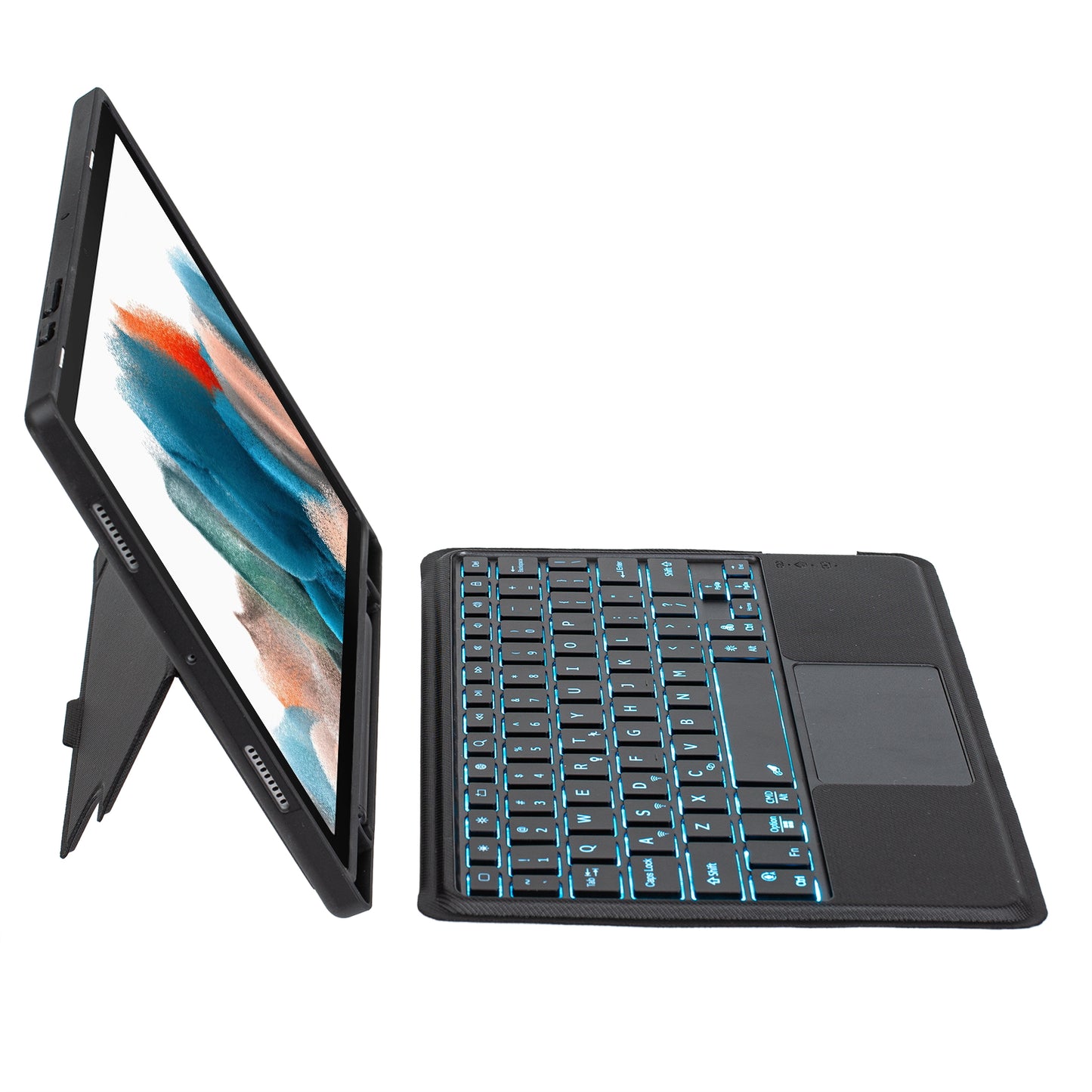 TA08B-AS for Samsung Galaxy Tab A8 10.5 (2022)  /  A8 10.5 (2021) 2 in 1 Bluetooth Keyboard Smart Tablet Case Stand with Pen Holder  /  Touchpad