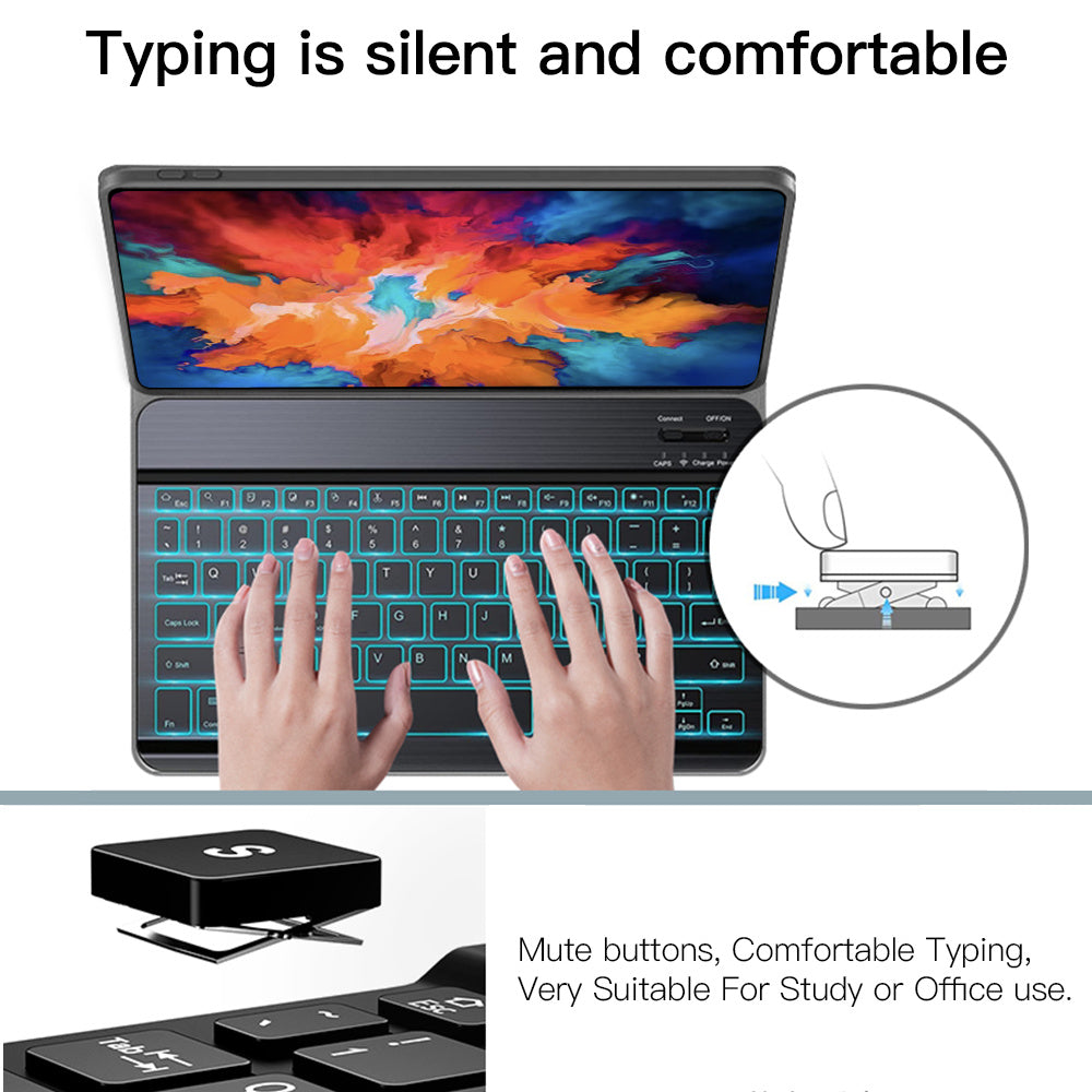 For Lenovo Tab P11 TB-J606F / L Backlight 2 in 1 Bluetooth Keyboard Tablet Case Stand with Mouse