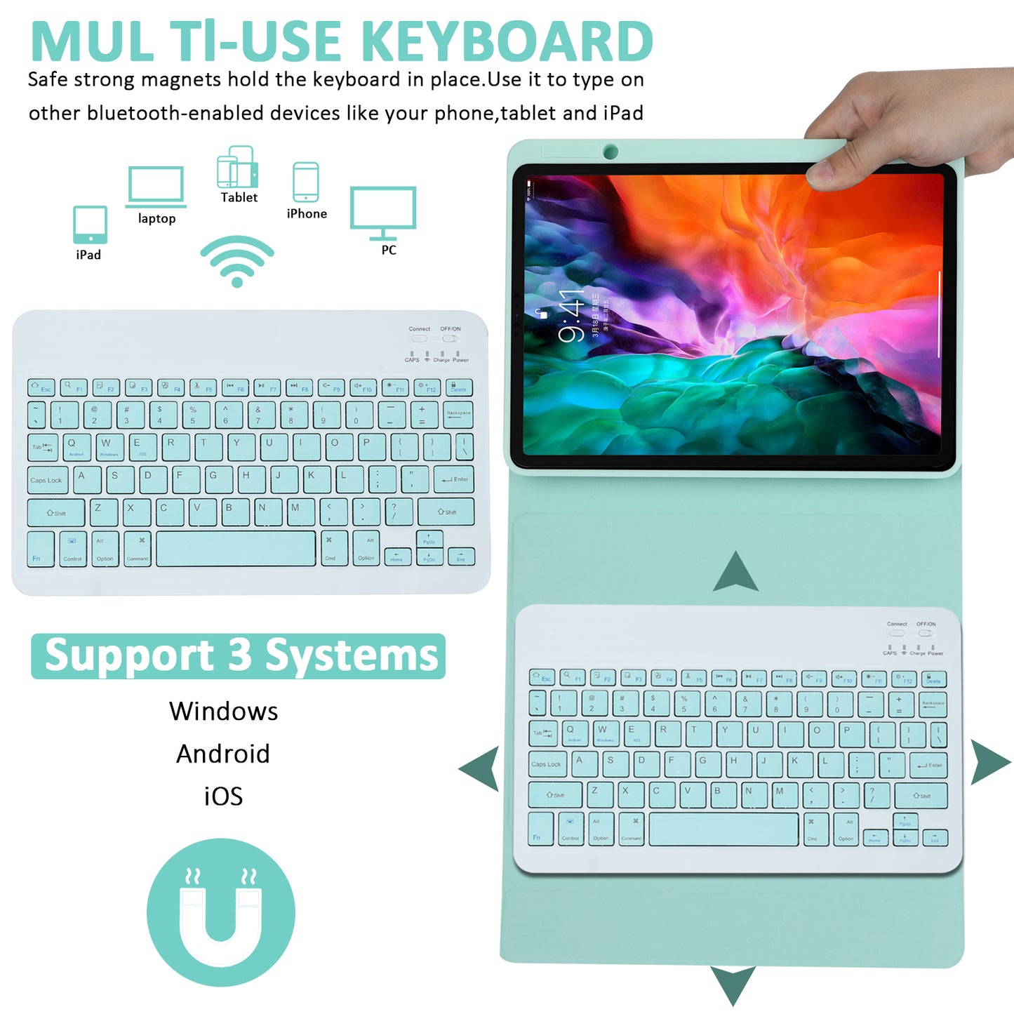 SK-3016 For iPad Pro 11 (2020) / (2021) / (2022) / (2018) / iPad Air (2020) / (2022) Bluetooth Keyboard Shockproof PU+TPU Tablet Case