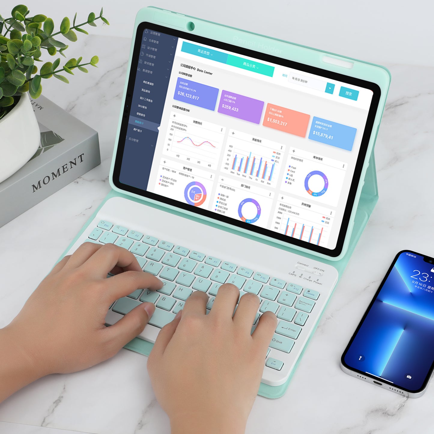 SK-3016 For iPad Pro 11 (2020) / (2021) / (2022) / (2018) / iPad Air (2020) / (2022) Bluetooth Keyboard Shockproof PU+TPU Tablet Case