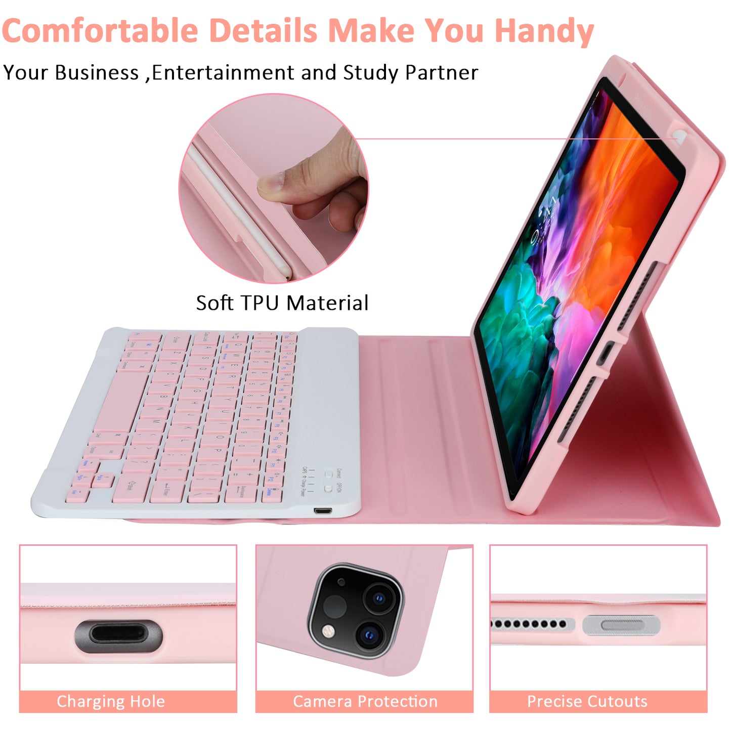 SK-3016 For iPad Pro 11 (2020) / (2021) / (2022) / (2018) / iPad Air (2020) / (2022) Bluetooth Keyboard Shockproof PU+TPU Tablet Case