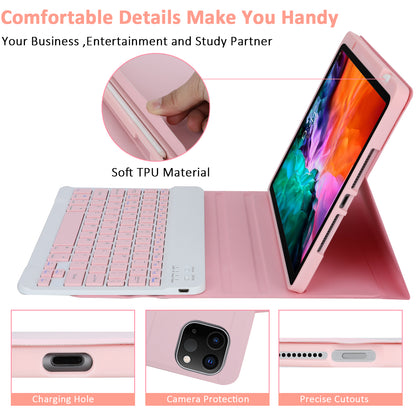SK-3016 For iPad Pro 11 (2020) / (2021) / (2022) / (2018) / iPad Air (2020) / (2022) Bluetooth Keyboard Shockproof PU+TPU Tablet Case