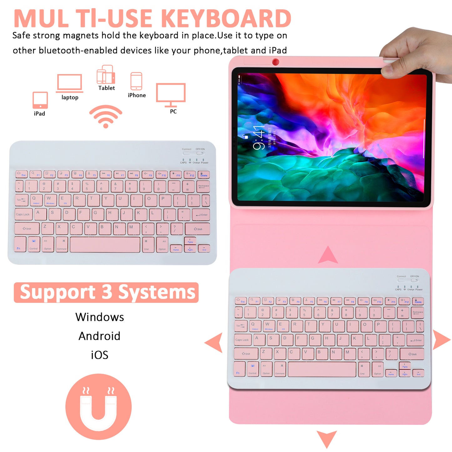 SK-3016 For iPad Pro 11 (2020) / (2021) / (2022) / (2018) / iPad Air (2020) / (2022) Bluetooth Keyboard Shockproof PU+TPU Tablet Case