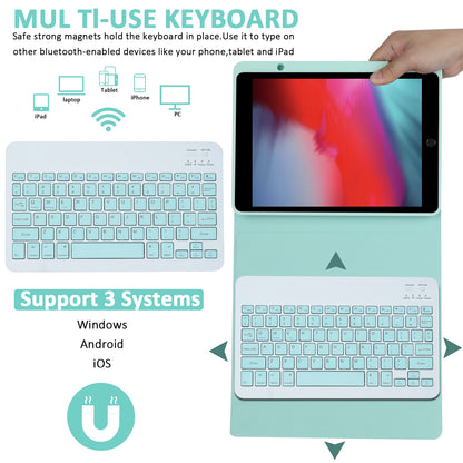 SK-3012 For iPad Air 10.5 inch (2019) / Pro 10.5-inch (2017) / iPad 10.2 (2021) / (2019) / (2020) Bluetooth Keyboard Tablet Case PU+TPU Protective Cover