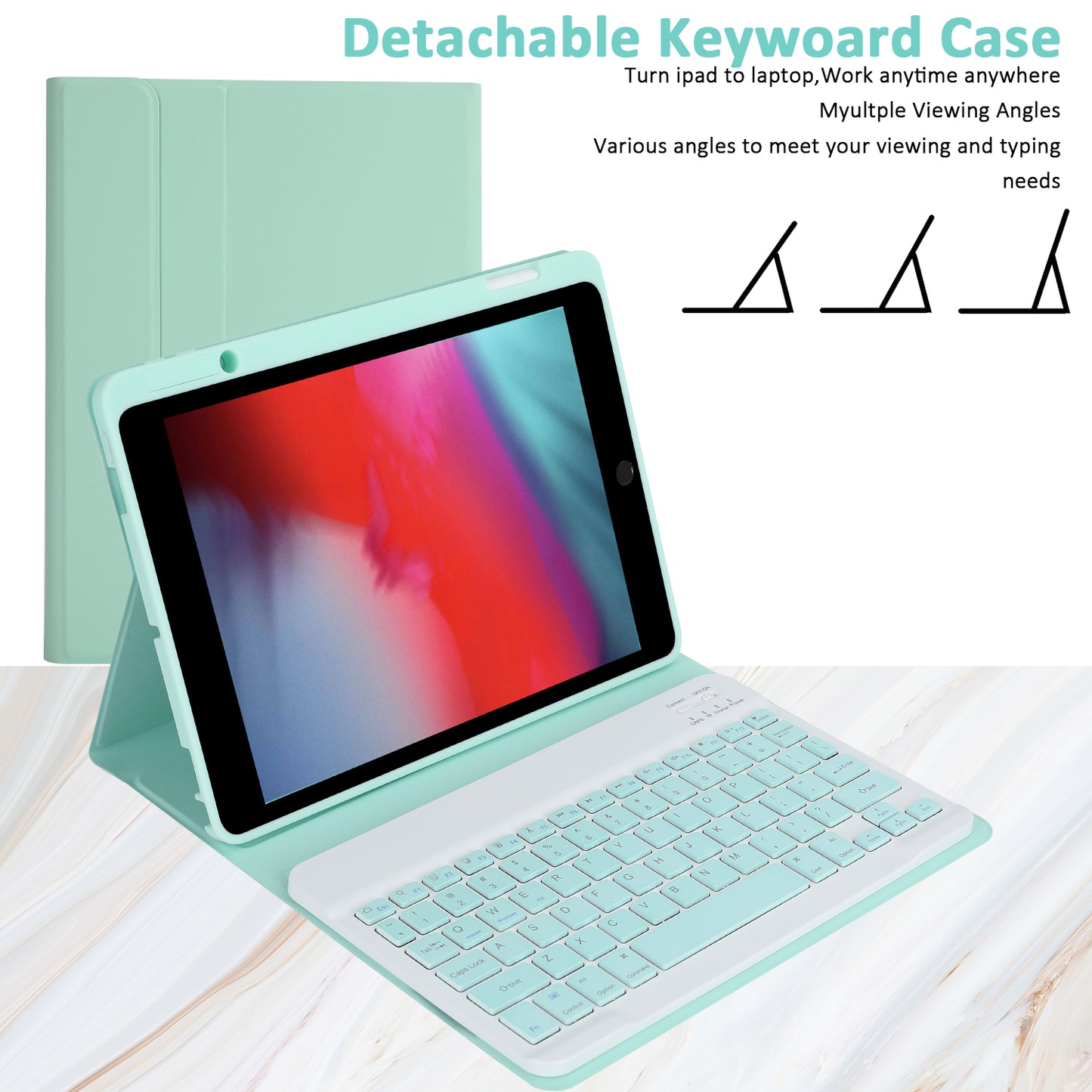 SK-3012 For iPad Air 10.5 inch (2019) / Pro 10.5-inch (2017) / iPad 10.2 (2021) / (2019) / (2020) Bluetooth Keyboard Tablet Case PU+TPU Protective Cover