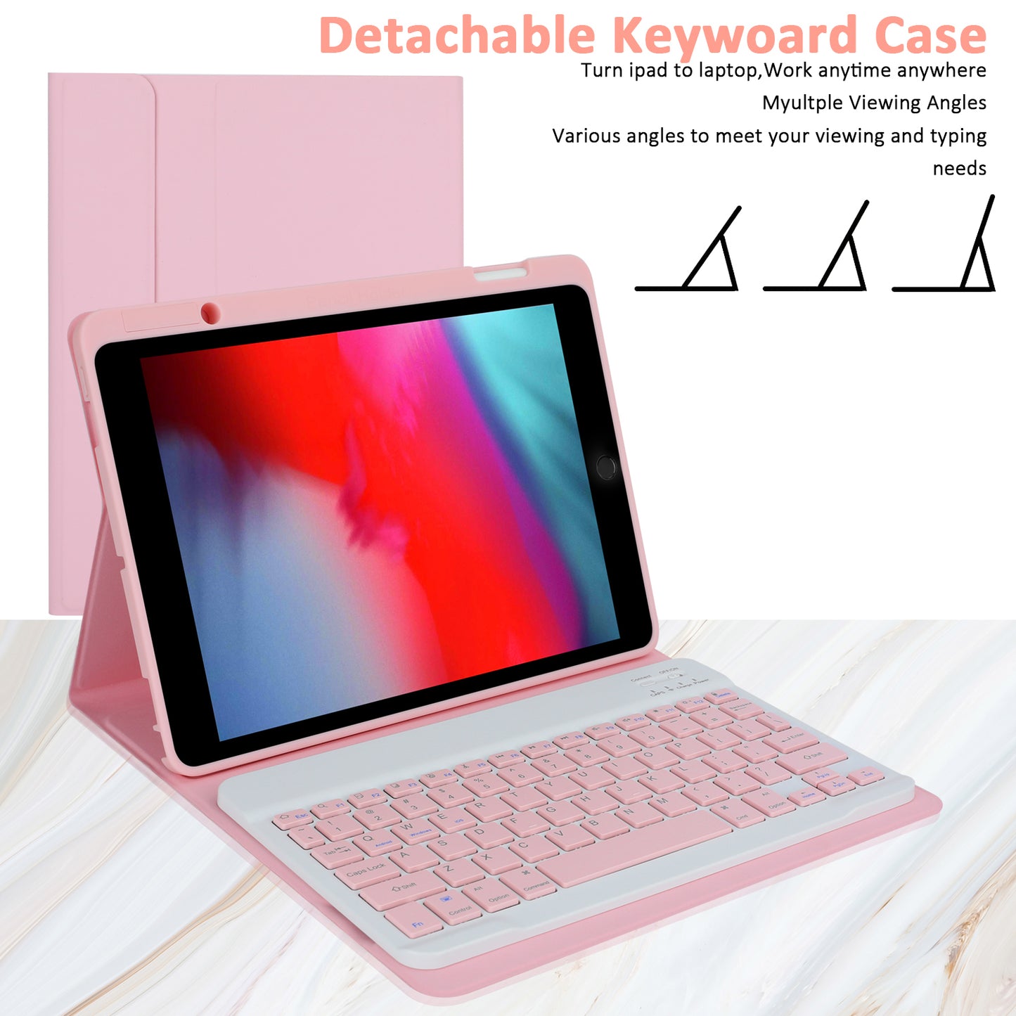 SK-3012 For iPad Air 10.5 inch (2019) / Pro 10.5-inch (2017) / iPad 10.2 (2021) / (2019) / (2020) Bluetooth Keyboard Tablet Case PU+TPU Protective Cover