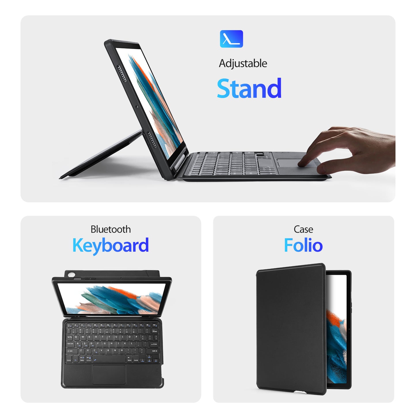DUX DUCIS for Samsung Galaxy Tab A8 10.5 (2022)  /  (2021) 3 in 1 Magnetic Detachable Bluetooth Keyboards Tablet Stand Case