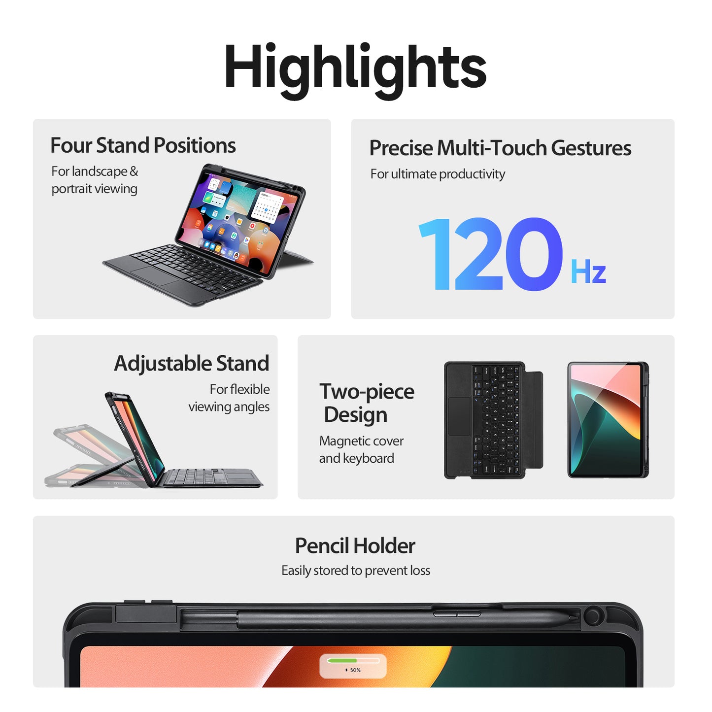 DUX DUCIS For Xiaomi Pad 5 / Pad 5 Pro 3 in 1 Magnetic Detachable Bluetooth Keyboard PU Leather Tablet Case