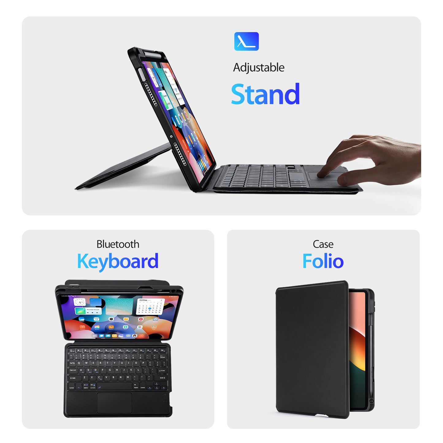 DUX DUCIS For Xiaomi Pad 5 / Pad 5 Pro 3 in 1 Magnetic Detachable Bluetooth Keyboard PU Leather Tablet Case