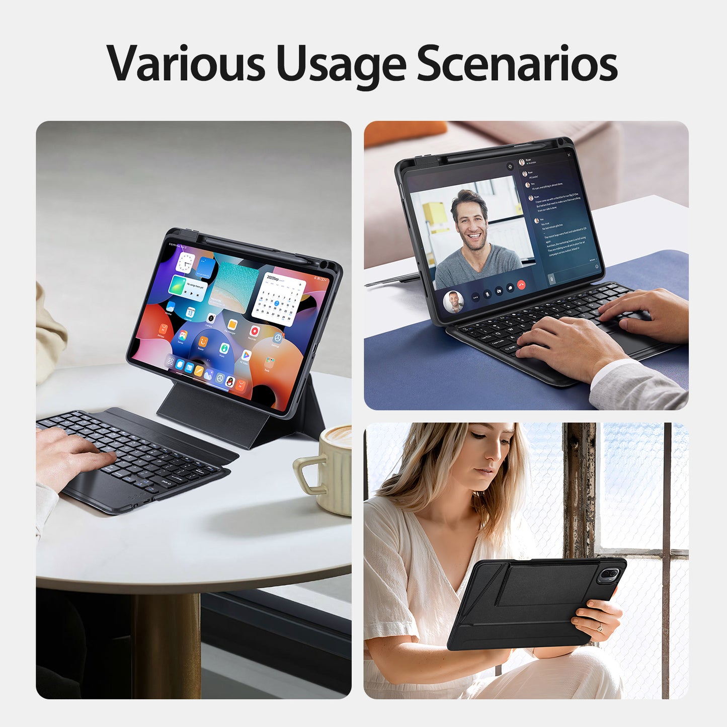 DUX DUCIS For Xiaomi Pad 5 / Pad 5 Pro 3 in 1 Magnetic Detachable Bluetooth Keyboard PU Leather Tablet Case