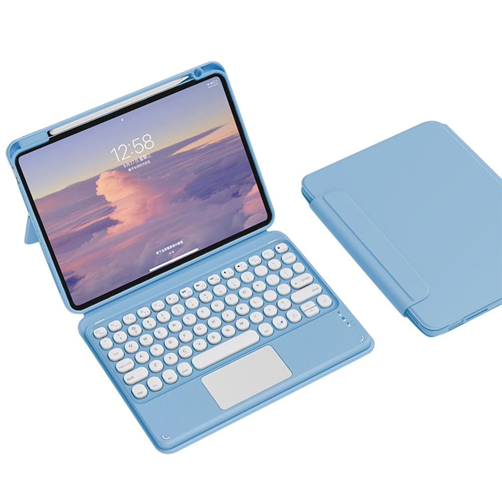 FT-3011 For iPad Air (2020) / (2022) / iPad Pro 11 (2018) / (2020) / (2021) / (2022) Case Leather Tablet Cover with Detachable Magnetic Touchpad Bluetooth Keyboard