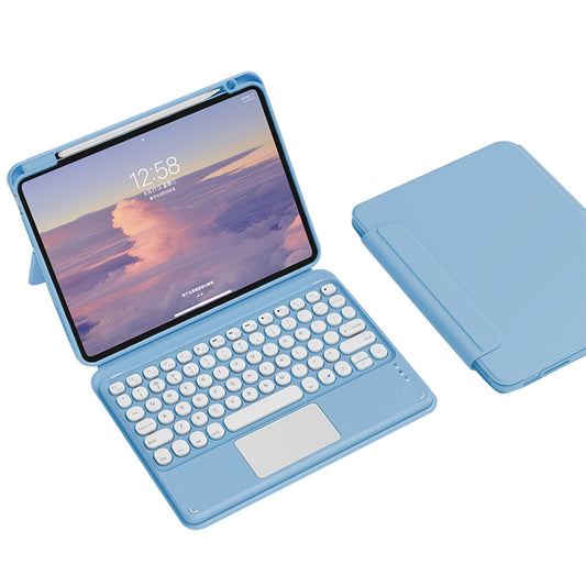FT-3011 For iPad Air (2020) / (2022) / iPad Pro 11 (2018) / (2020) / (2021) / (2022) Case Leather Tablet Cover with Detachable Magnetic Touchpad Bluetooth Keyboard