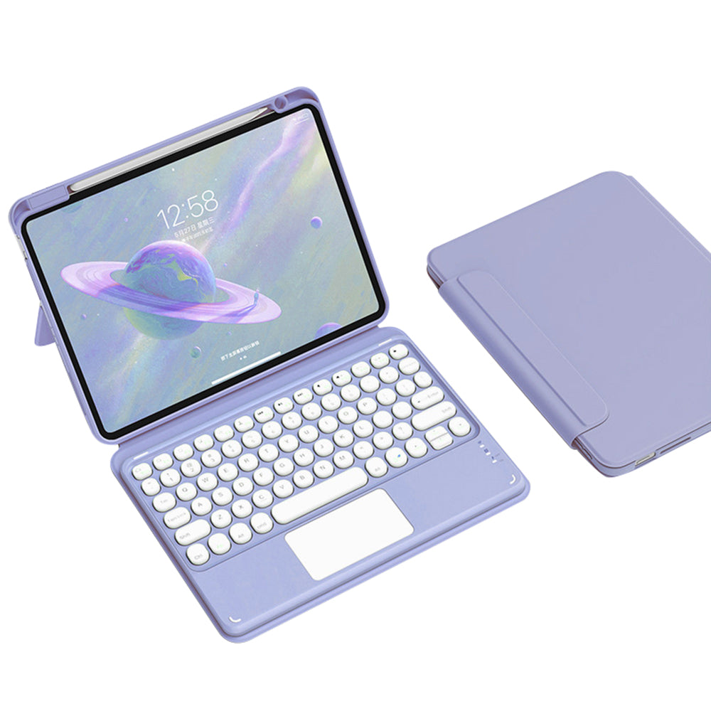 FT-3011 For iPad Air (2020) / (2022) / iPad Pro 11 (2018) / (2020) / (2021) / (2022) Case Leather Tablet Cover with Detachable Magnetic Touchpad Bluetooth Keyboard