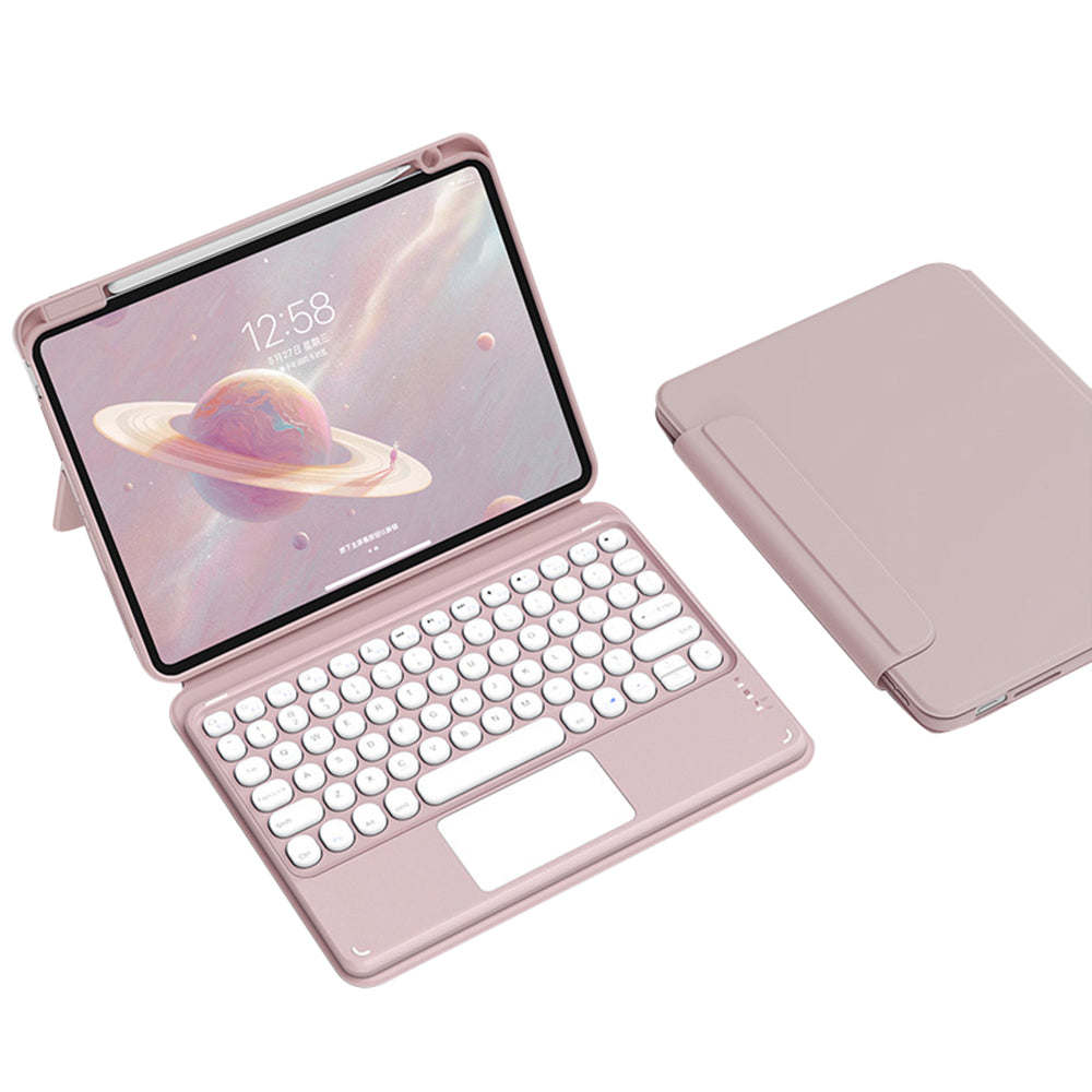 FT-3011 For iPad Air (2020) / (2022) / iPad Pro 11 (2018) / (2020) / (2021) / (2022) Case Leather Tablet Cover with Detachable Magnetic Touchpad Bluetooth Keyboard