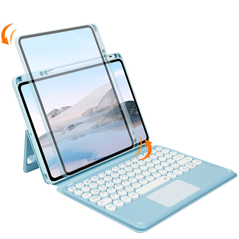 FT-3011 For iPad Air (2020) / (2022) / iPad Pro 11 (2018) / (2020) / (2021) / (2022) Case Leather Tablet Cover with Detachable Magnetic Touchpad Bluetooth Keyboard