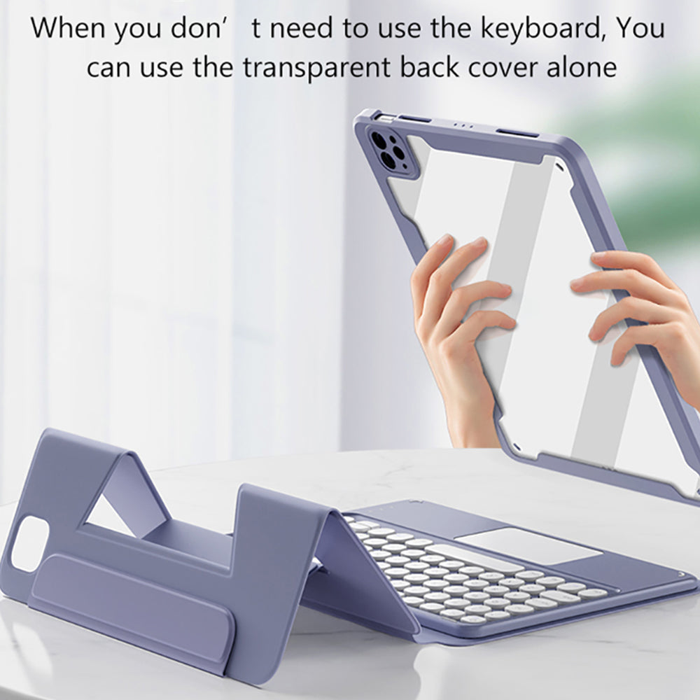 FT-3011 For iPad Air (2020) / (2022) / iPad Pro 11 (2018) / (2020) / (2021) / (2022) Case Leather Tablet Cover with Detachable Magnetic Touchpad Bluetooth Keyboard