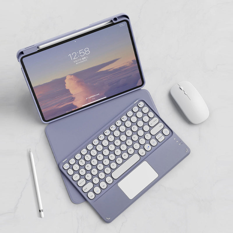 FT-3011 For iPad Air (2020) / (2022) / iPad Pro 11 (2018) / (2020) / (2021) / (2022) Case Leather Tablet Cover with Detachable Magnetic Touchpad Bluetooth Keyboard