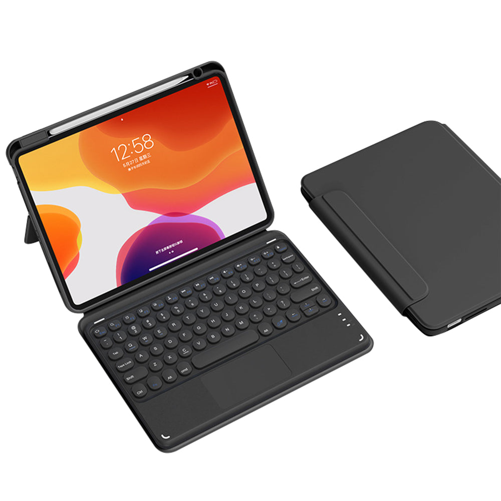 FT-3011 For iPad Air (2020) / (2022) / iPad Pro 11 (2018) / (2020) / (2021) / (2022) Case Leather Tablet Cover with Detachable Magnetic Touchpad Bluetooth Keyboard