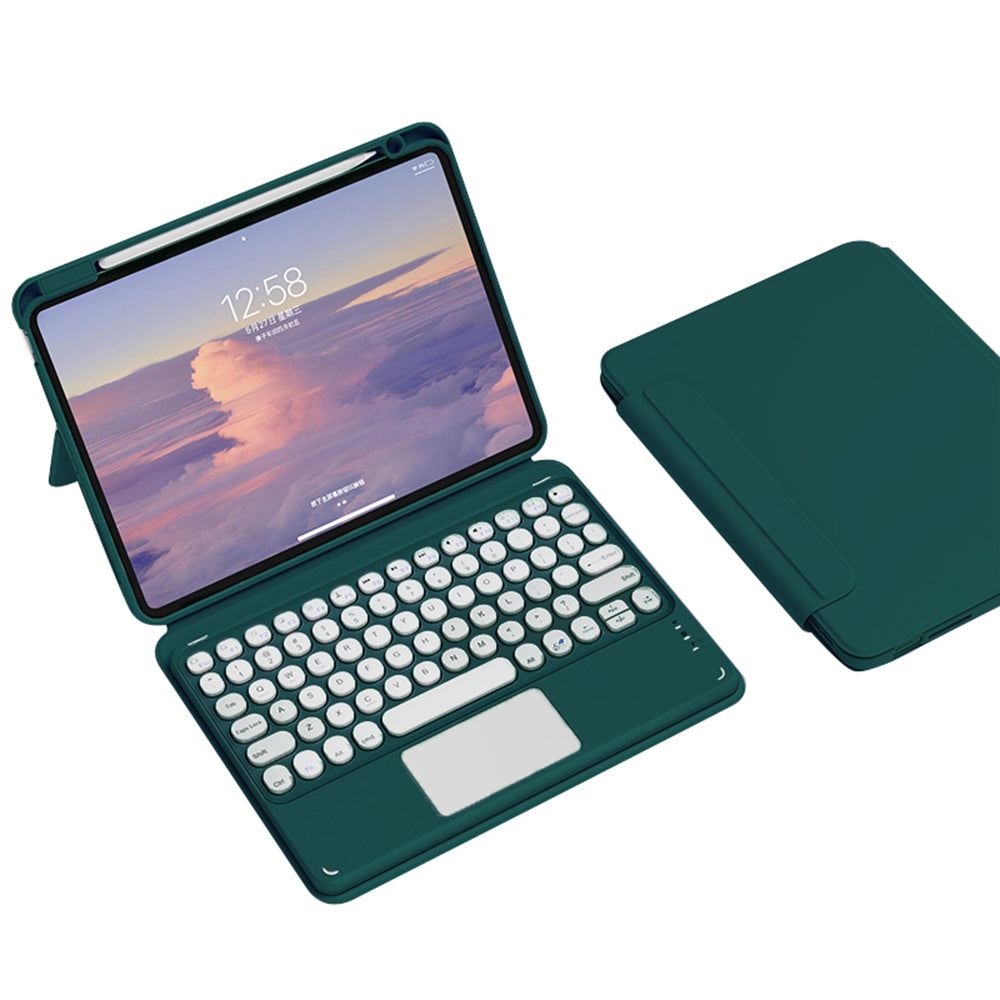 FT-3011 For iPad Air (2020) / (2022) / iPad Pro 11 (2018) / (2020) / (2021) / (2022) Case Leather Tablet Cover with Detachable Magnetic Touchpad Bluetooth Keyboard