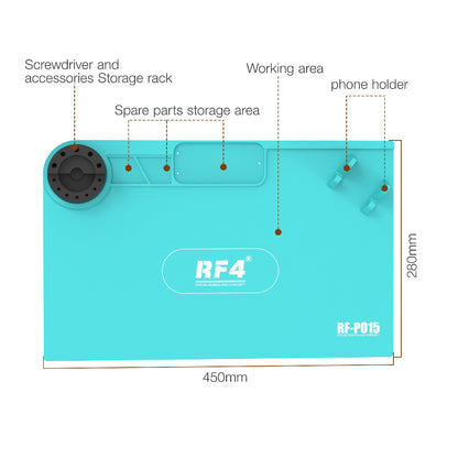 RF4 RF-PO15 Phone Repair Pad Silicone High Temperature Maintenance Mat with Storage Bracket for BGA Soldering Station
