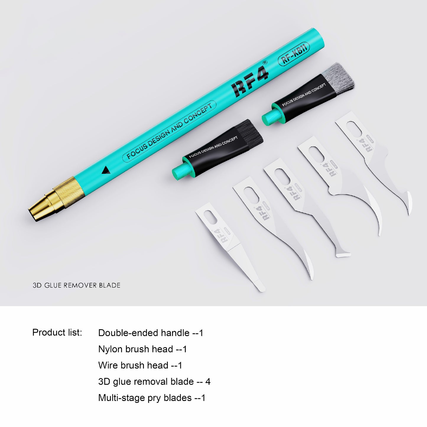 RF4 RF-KB11 Multifunctional Tin, Glue Handheld Remover Mobile Phone Repair Blade Cutter Set with Blades
