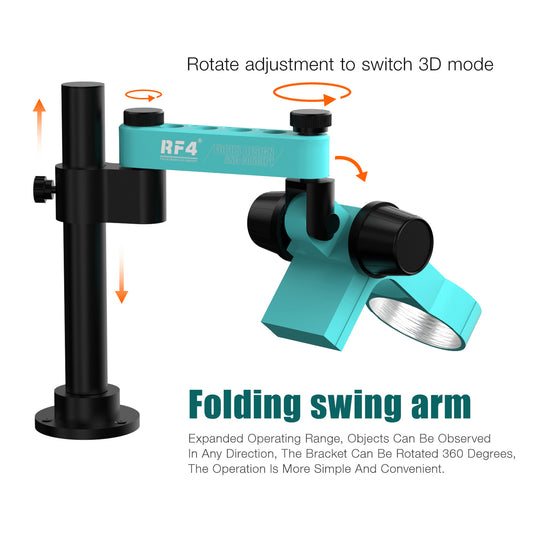 RF4 RF-FO19 Adjustable Stand Holder for Microscope Desktop Support Bracket with Folding Swing Arm