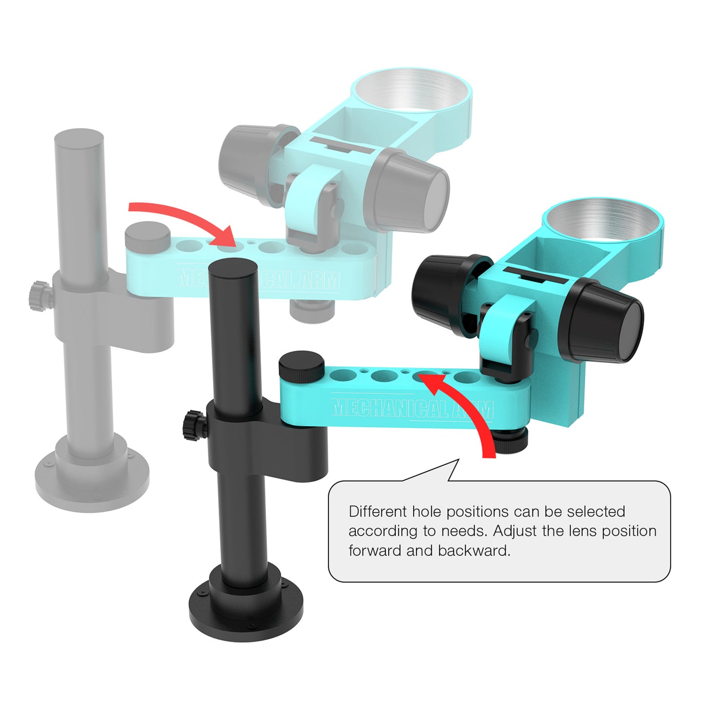 RF4 RF-FO19 Adjustable Stand Holder for Microscope Desktop Support Bracket with Folding Swing Arm