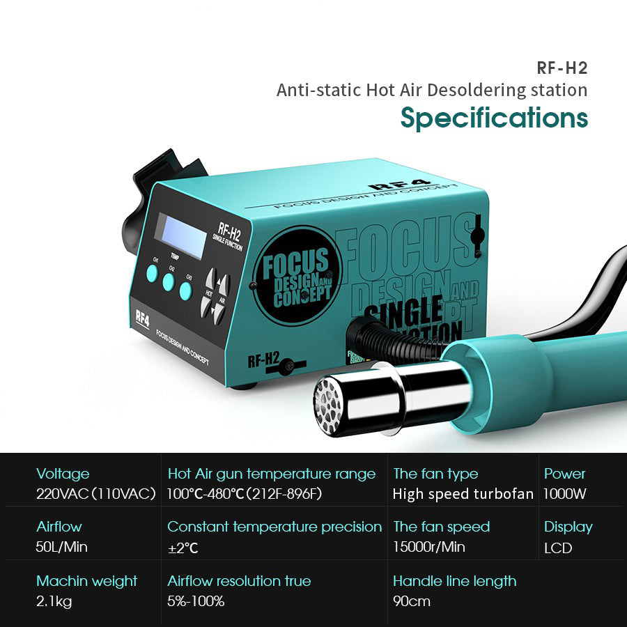 RF4 RF-H2 1000W SMD BGA Hot Air Gun Soldering Station Digital Display Intelligent BGA Rework Station