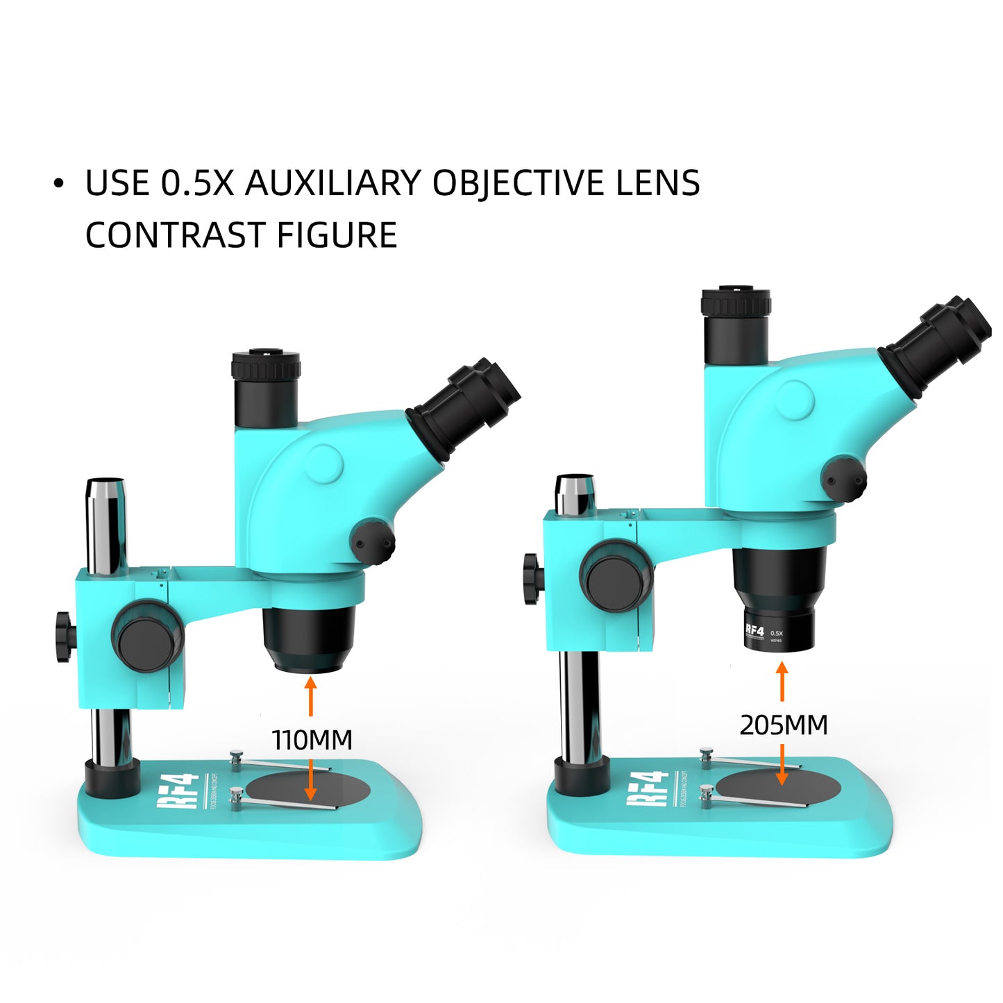 RF4 0.5X Auxiliary Objects Lens High Transmittance Stereo Zoom Microscope Barlow Lens
