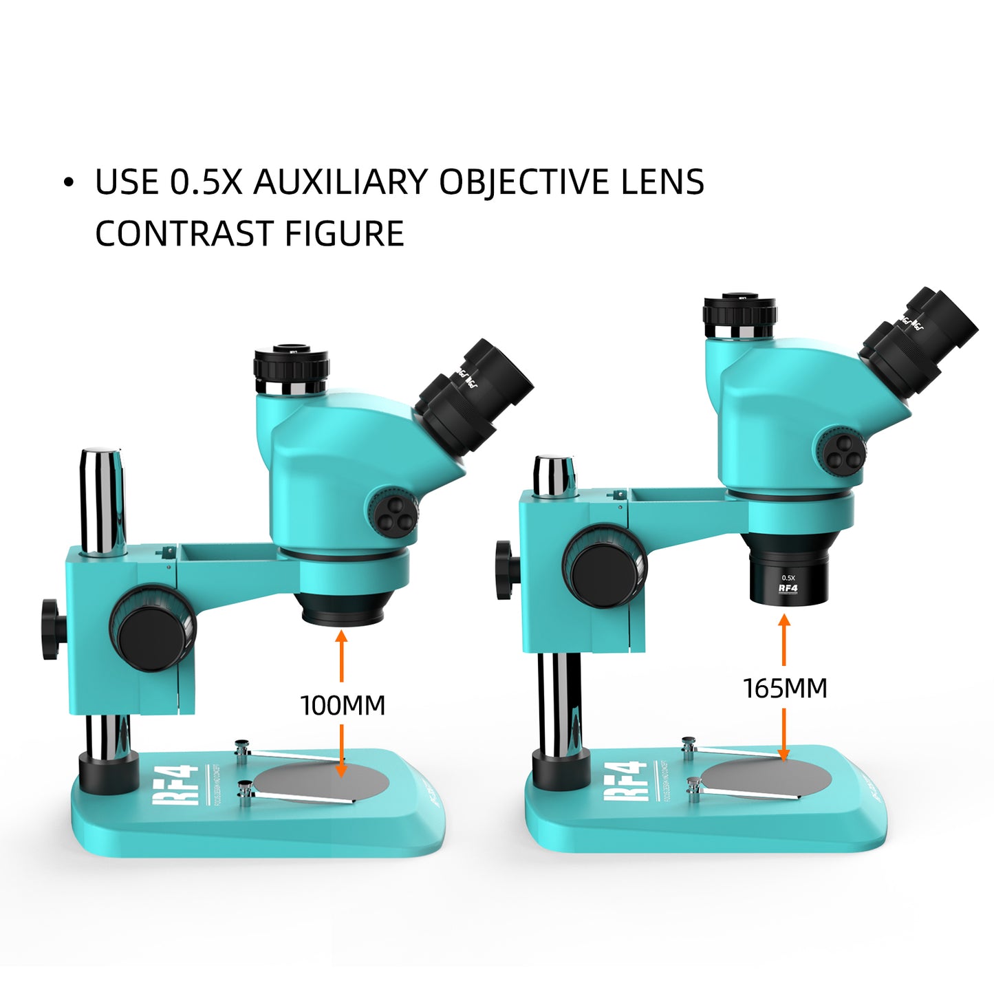 RF4 0.5X Auxiliary Objects Lens High Transmittance Stereo Zoom Microscope Barlow Lens