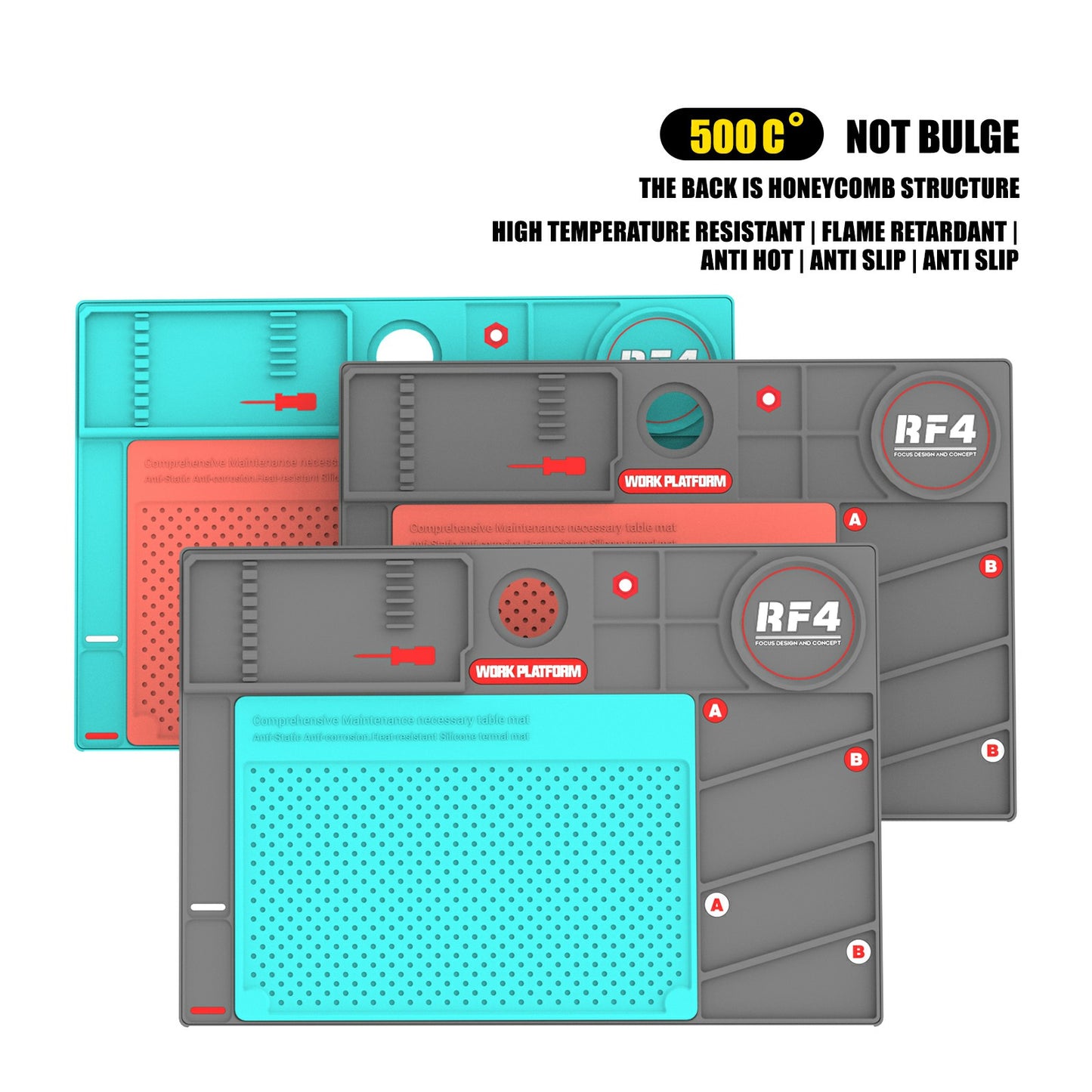 RF4 RF-PO2 Microscope Maintenance Mat Phone Repair Platform Dual Layer Heat Insulated Pad