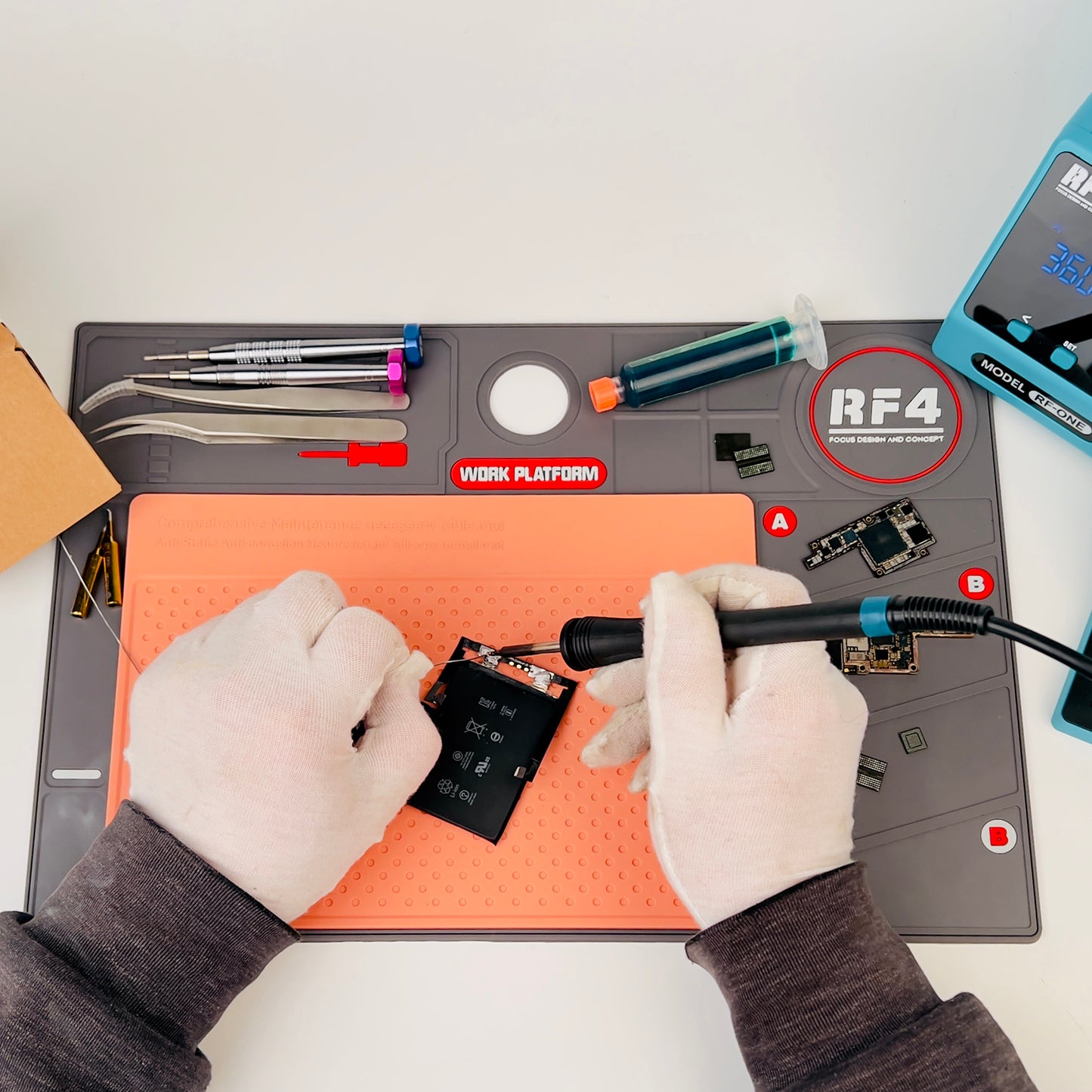 RF4 RF-PO2 Microscope Maintenance Mat Phone Repair Platform Dual Layer Heat Insulated Pad