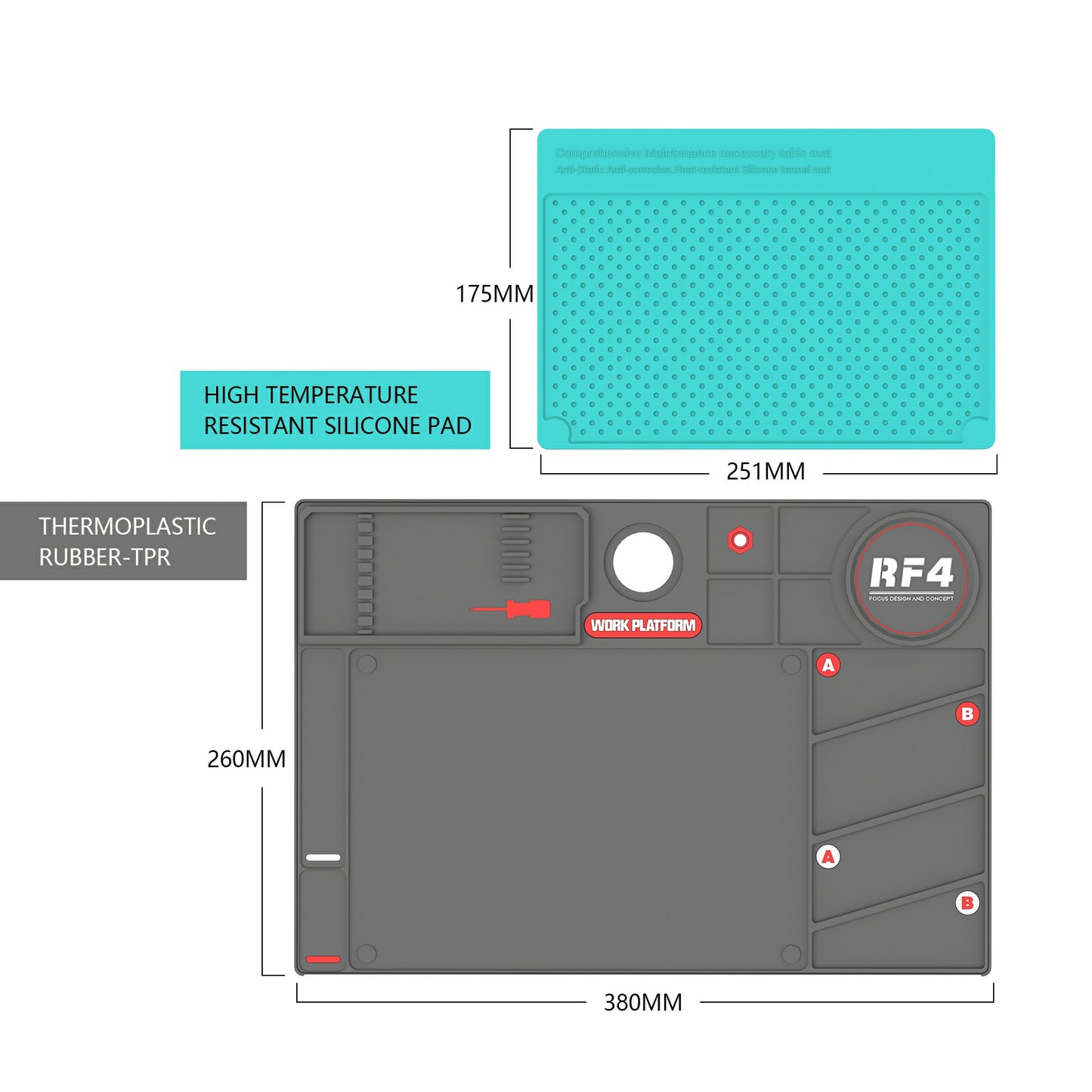 RF4 RF-PO2 Microscope Maintenance Mat Phone Repair Platform Dual Layer Heat Insulated Pad