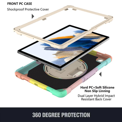 For Samsung Galaxy Tab A8 10.5 (2021)  /  (2022) Silicone+PC Hand Strap Tablet Cover Kickstand Anti-drop Case with Shoulder Strap