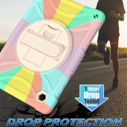 For Samsung Galaxy Tab A8 10.5 (2021)  /  (2022) Silicone+PC Hand Strap Tablet Cover Kickstand Anti-drop Case with Shoulder Strap