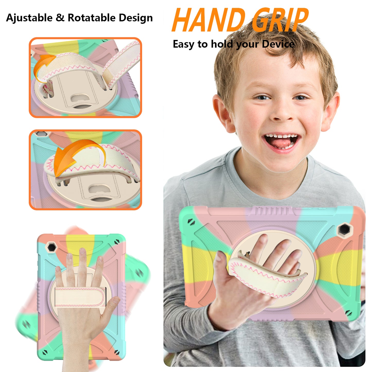 For Samsung Galaxy Tab A8 10.5 (2021)  /  (2022) Silicone+PC Hand Strap Tablet Cover Kickstand Anti-drop Case with Shoulder Strap