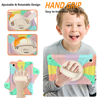 For Samsung Galaxy Tab A8 10.5 (2021)  /  (2022) Silicone+PC Hand Strap Tablet Cover Kickstand Anti-drop Case with Shoulder Strap