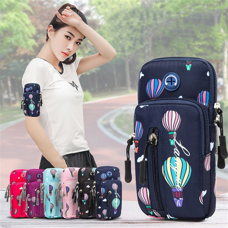 18 x 9cm Phone Holder Elastic Arm Band Hot Air Balloon Pattern Armband Cell Phones Pouch for Running (Size: L)