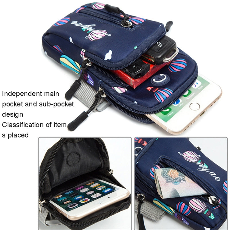 18 x 9cm Phone Holder Elastic Arm Band Hot Air Balloon Pattern Armband Cell Phones Pouch for Running (Size: L)